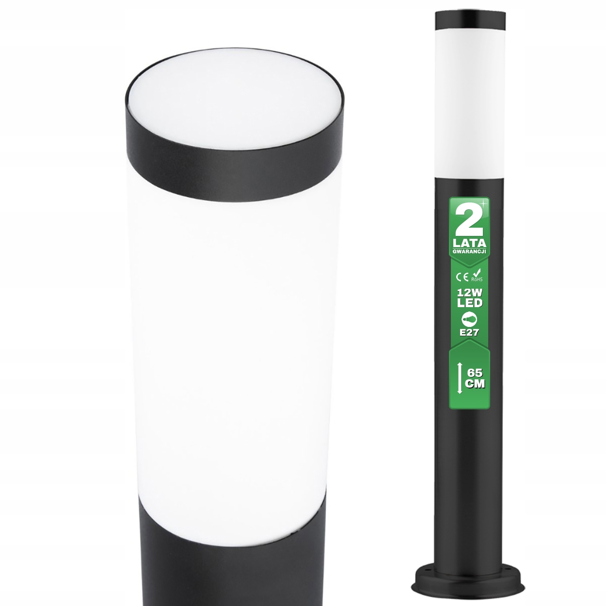Okrúhla osvetľovacia tyč Lumiled E27 65 cm čierna